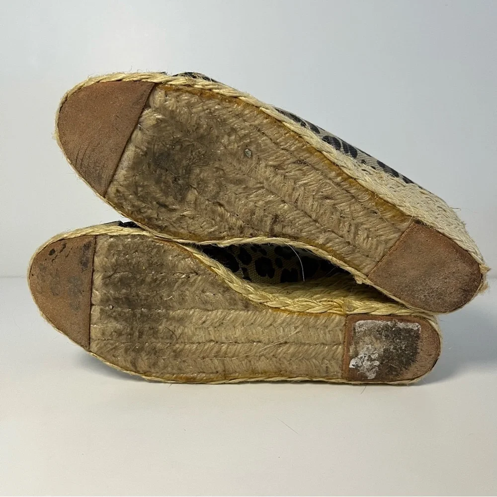 Ralph Lauren Cecilia Espadrille Wedge Sandals Women 8.5 B Cheetah Fabric Slip On